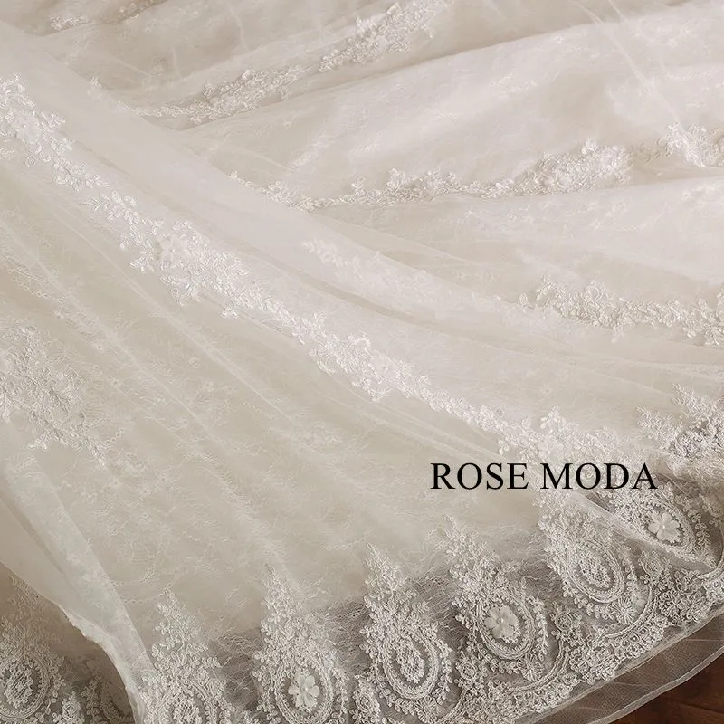 Rosemoda Beaded Lace Ball Gown Wedding Dress With 3d Flowers