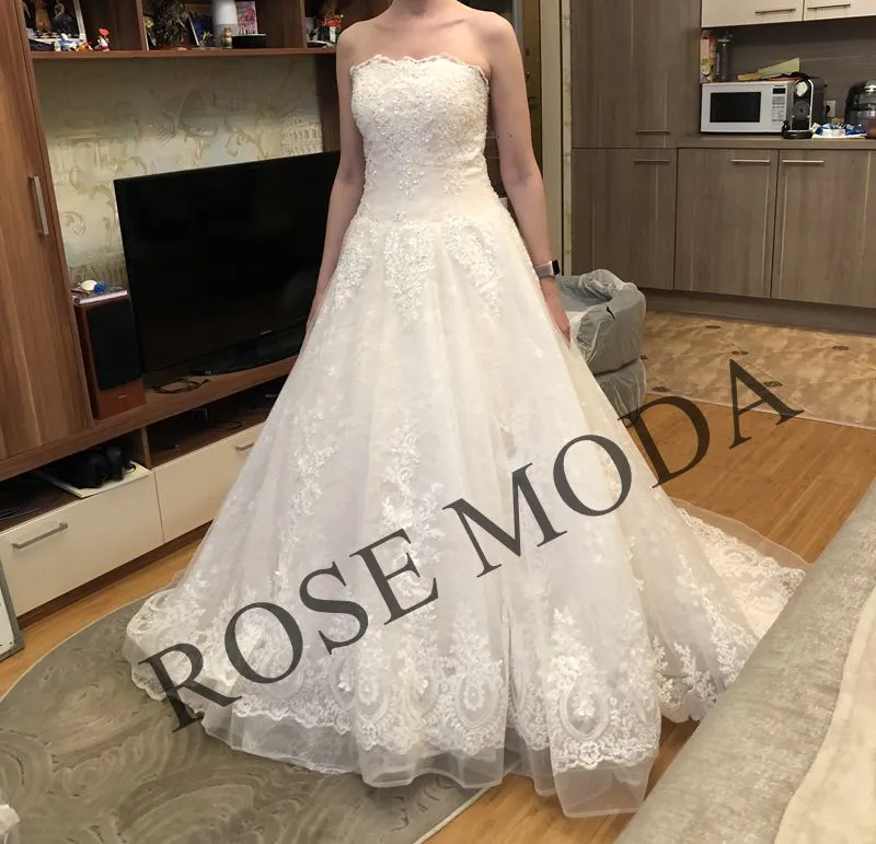 Rosemoda Beaded Lace Ball Gown Wedding Dress With 3d Flowers
