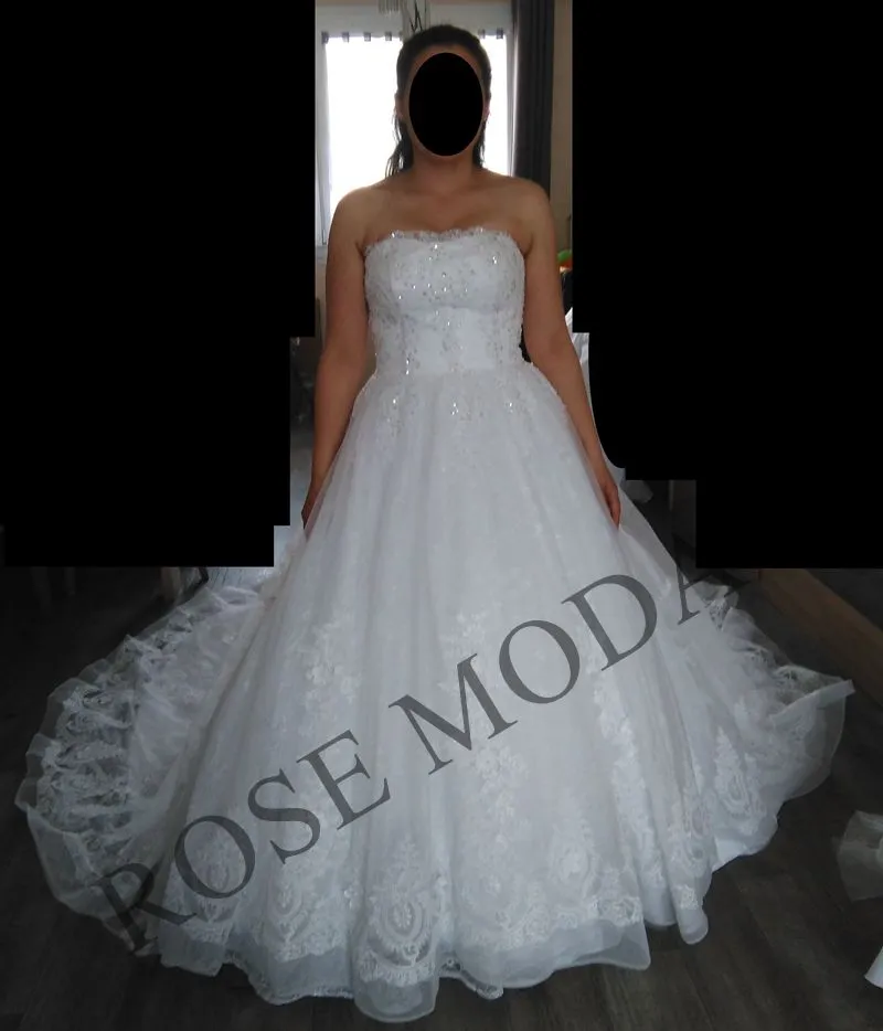 Rosemoda Beaded Lace Ball Gown Wedding Dress With 3d Flowers