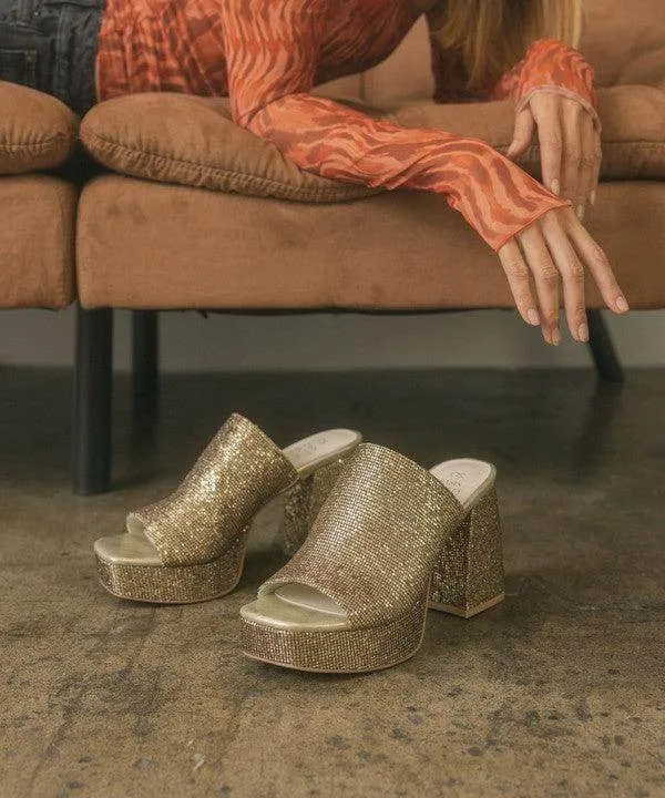 Womens Shoes Style No. Crystal - Sparkling Platform Slide